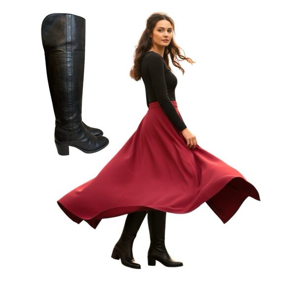 RALPH LAUREN COLLECTION Purple Label Black Leather Over the Knee Boots 6.5 Italy - Picture 4 of 16